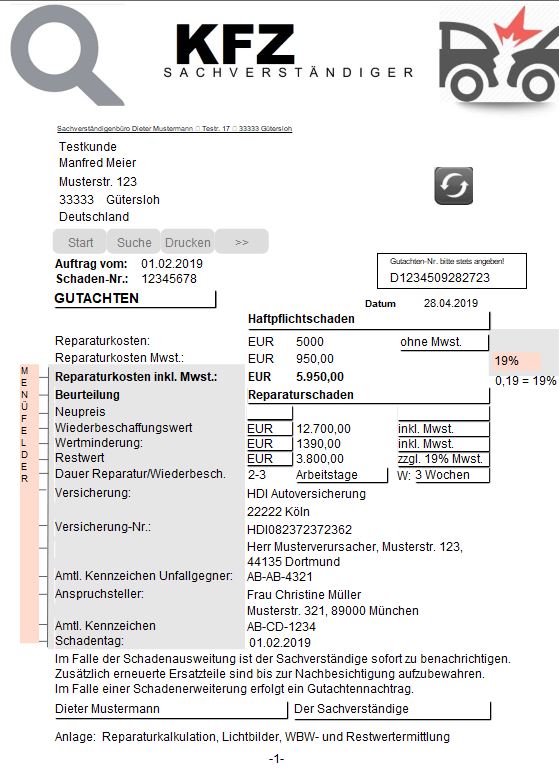 Auto Gutachter KFZ Sachverständiger 